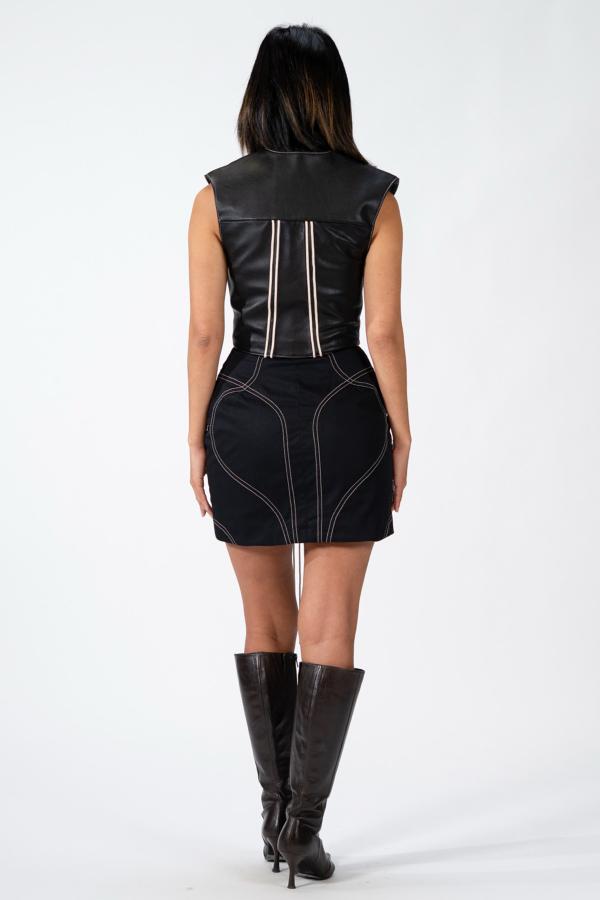 STRIPED LEATHER VEST