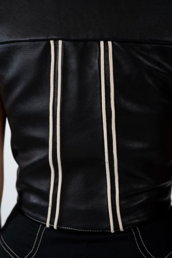 STRIPED LEATHER VEST