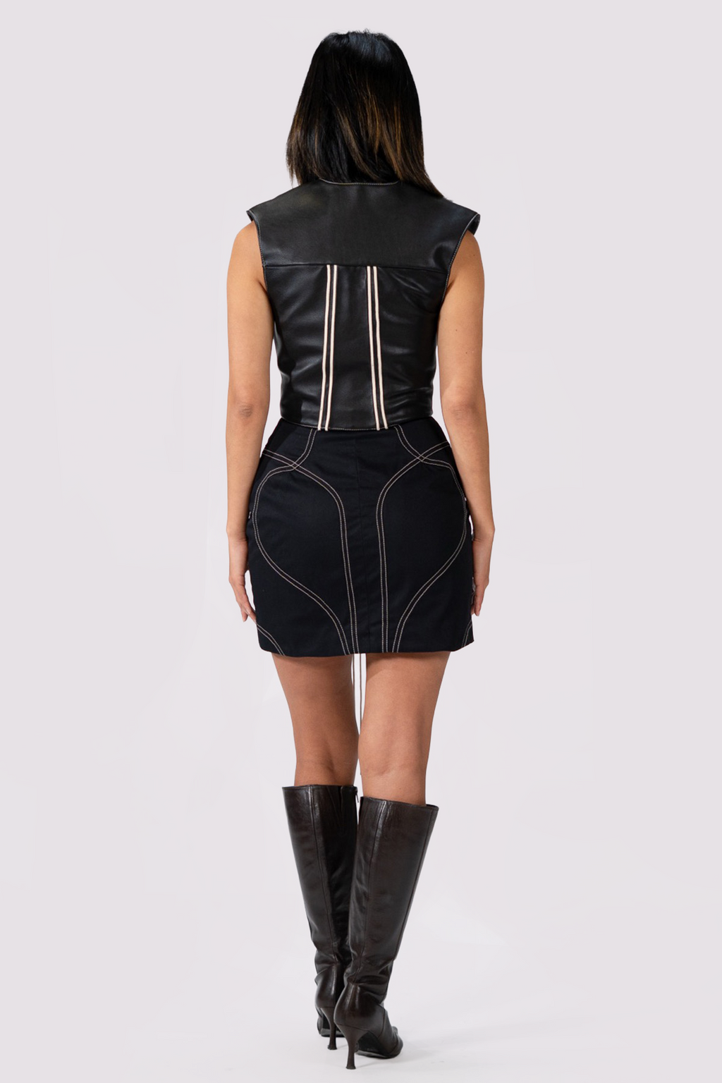 STRIPED LEATHER VEST