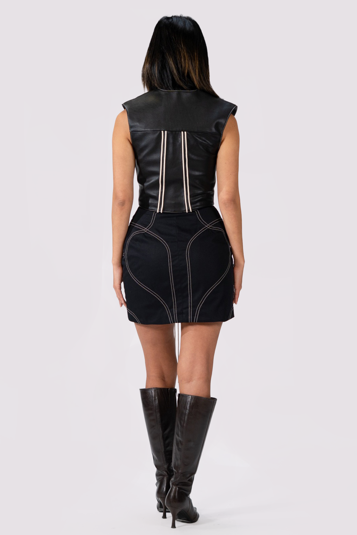 STRIPED LEATHER VEST