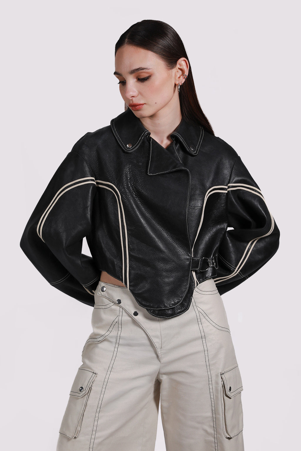 STRIPED LEATHER JACKET