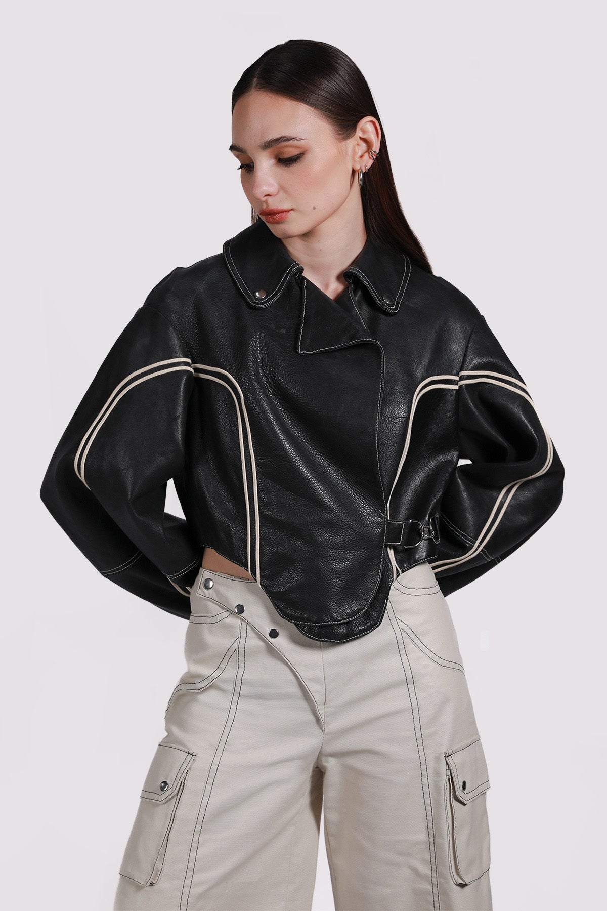 STRIPED LEATHER JACKET