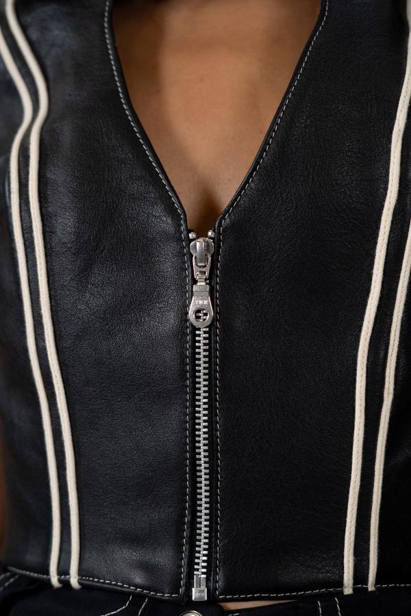 STRIPED LEATHER VEST