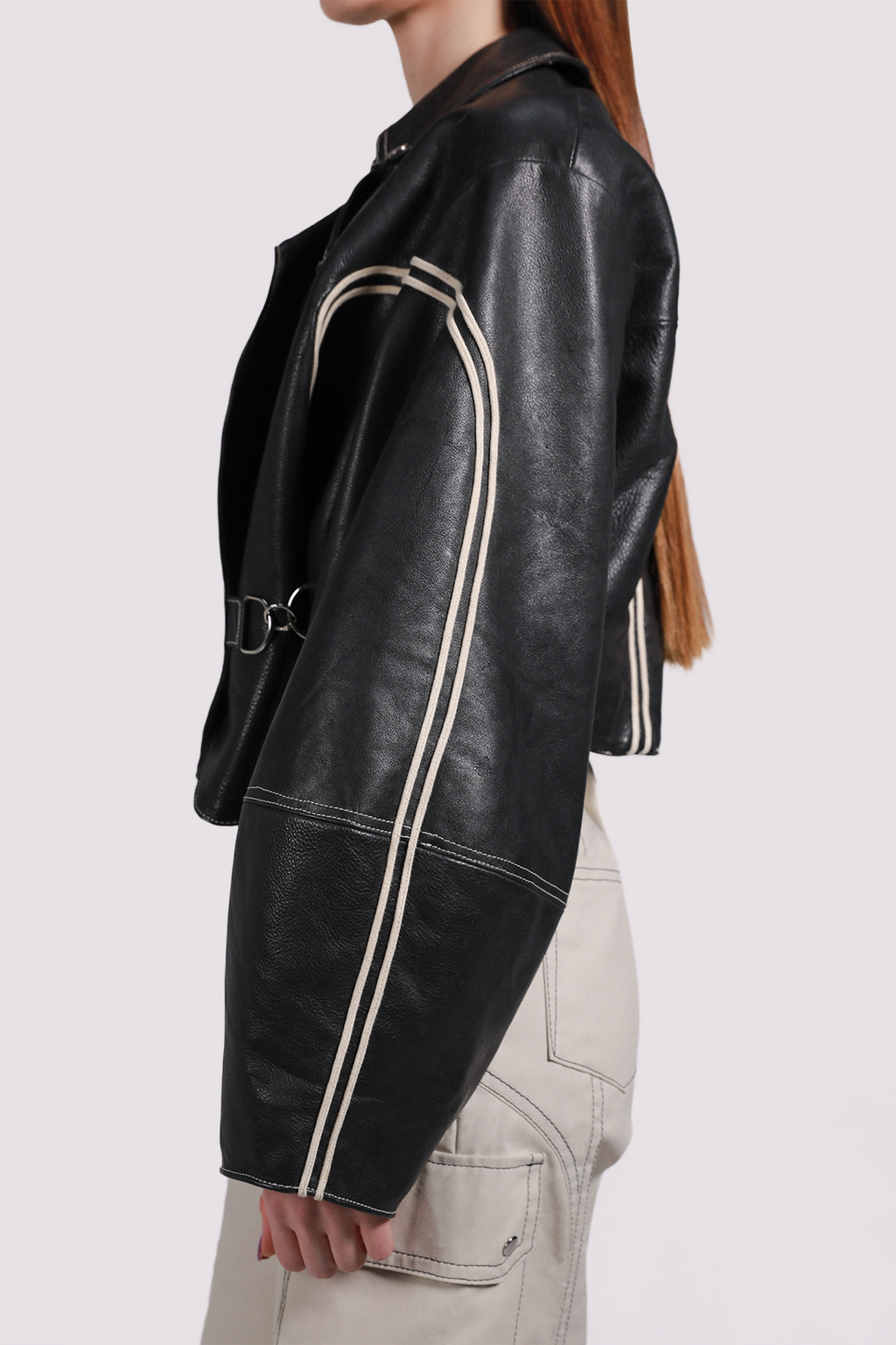 STRIPED LEATHER JACKET