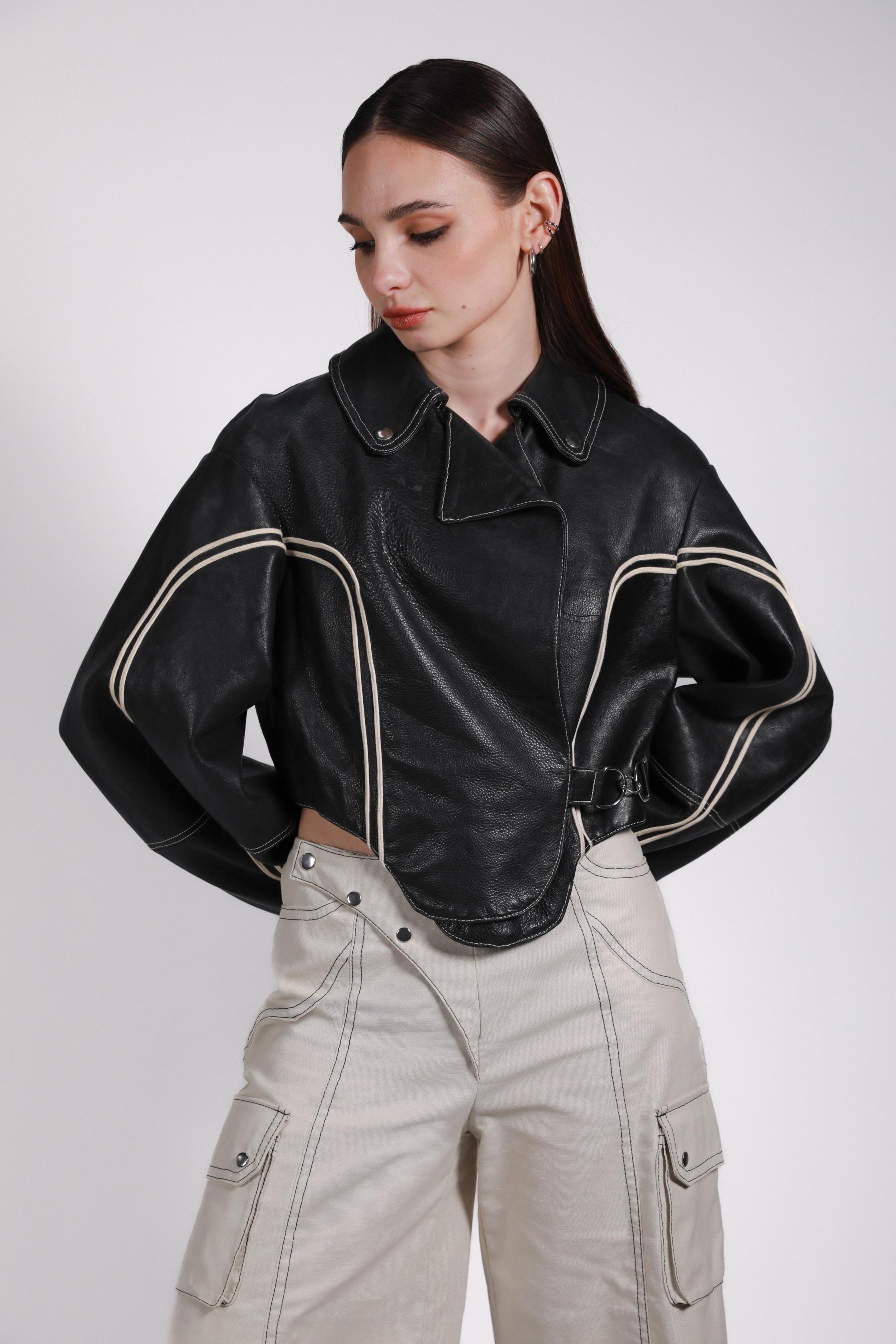 STRIPED LEATHER JACKET