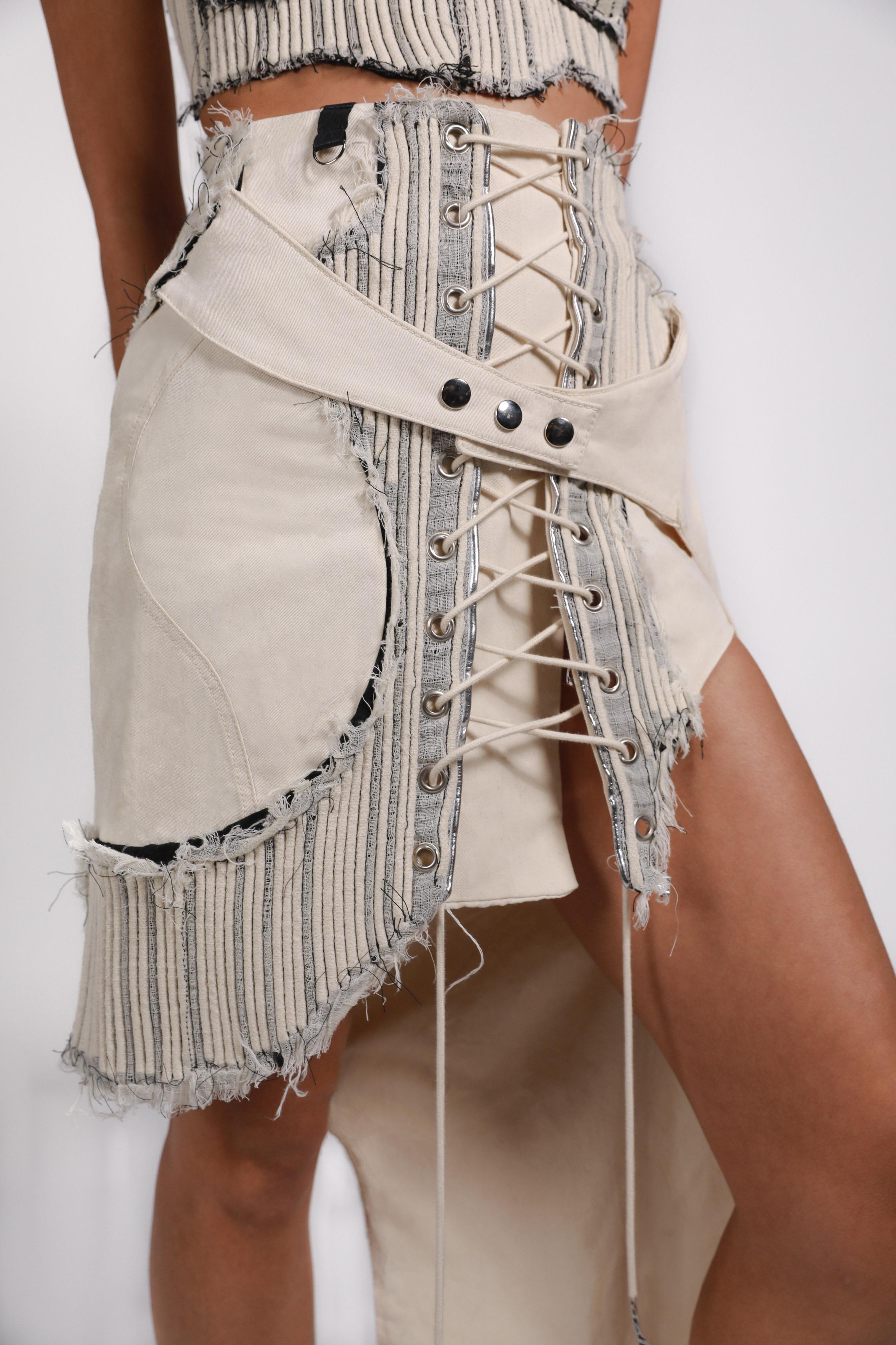 RIBBED STRINGS SKIRT