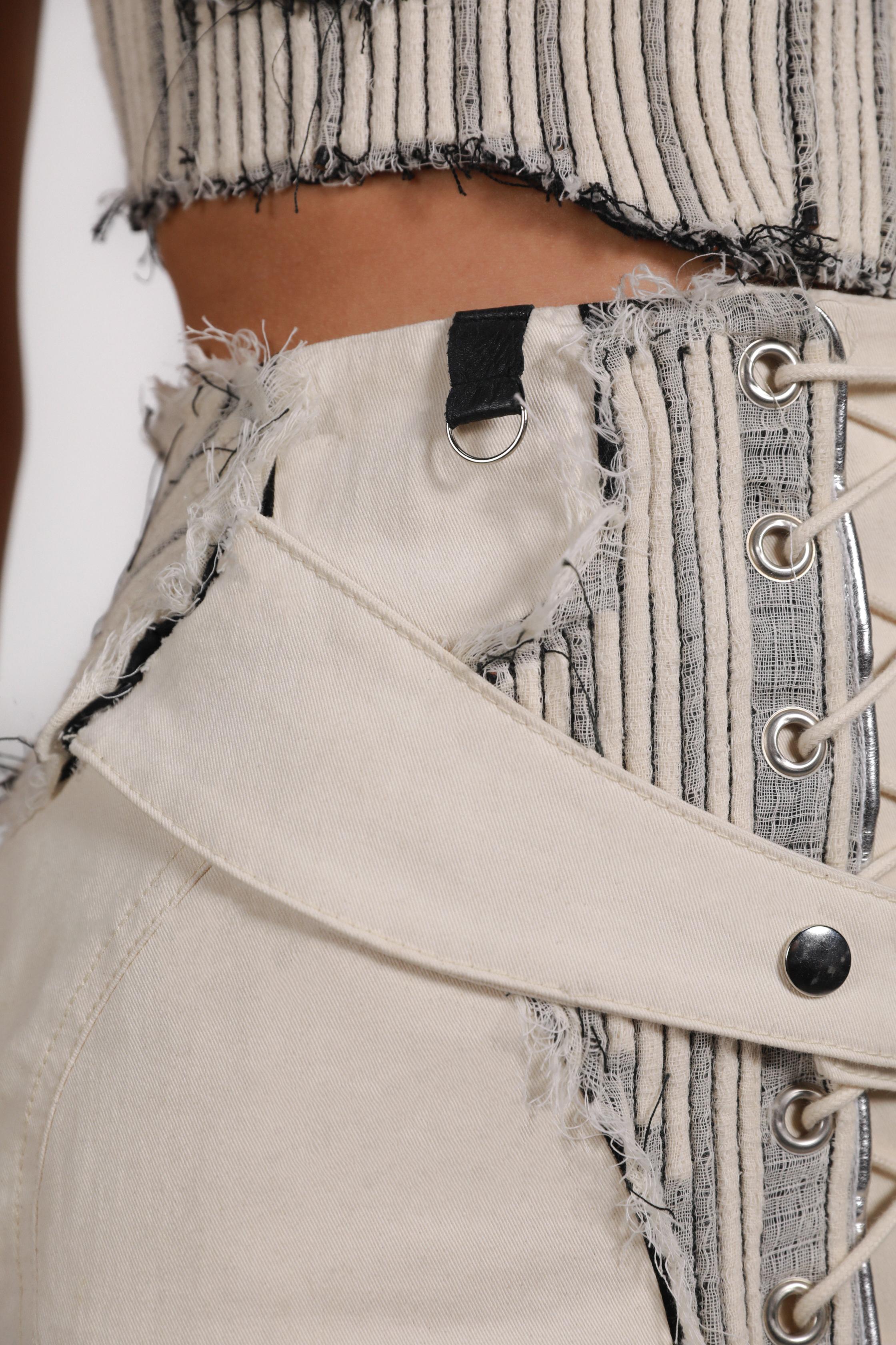 RIBBED STRINGS SKIRT