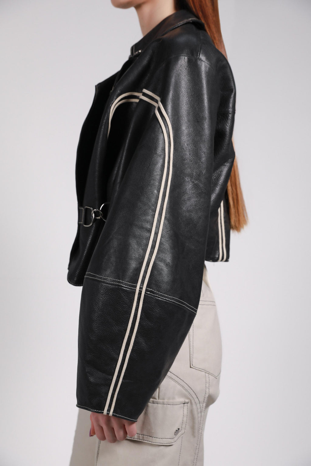 STRIPED LEATHER JACKET