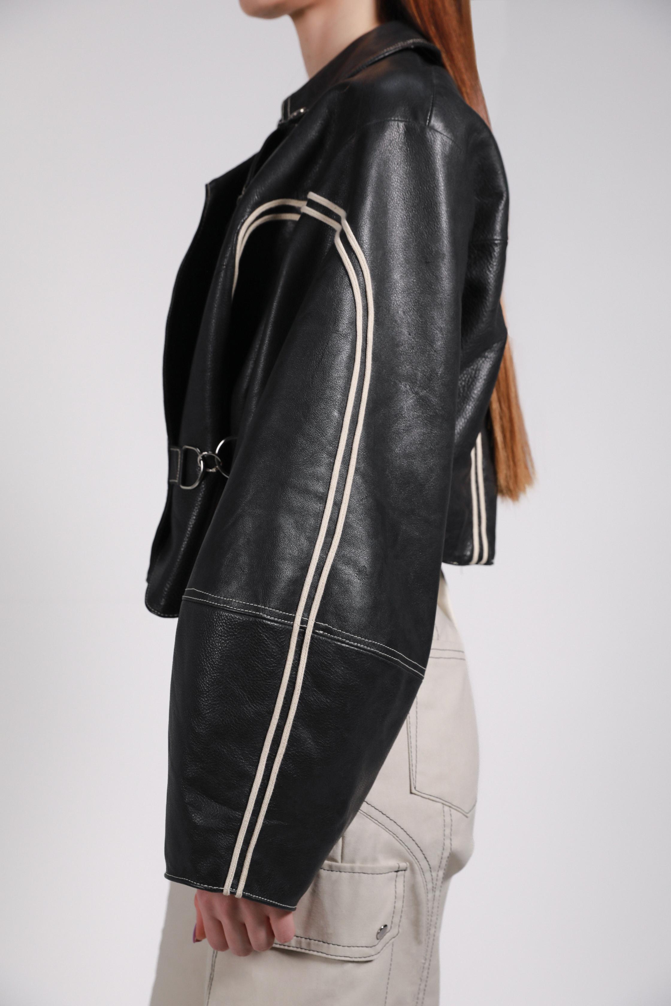 STRIPED LEATHER JACKET