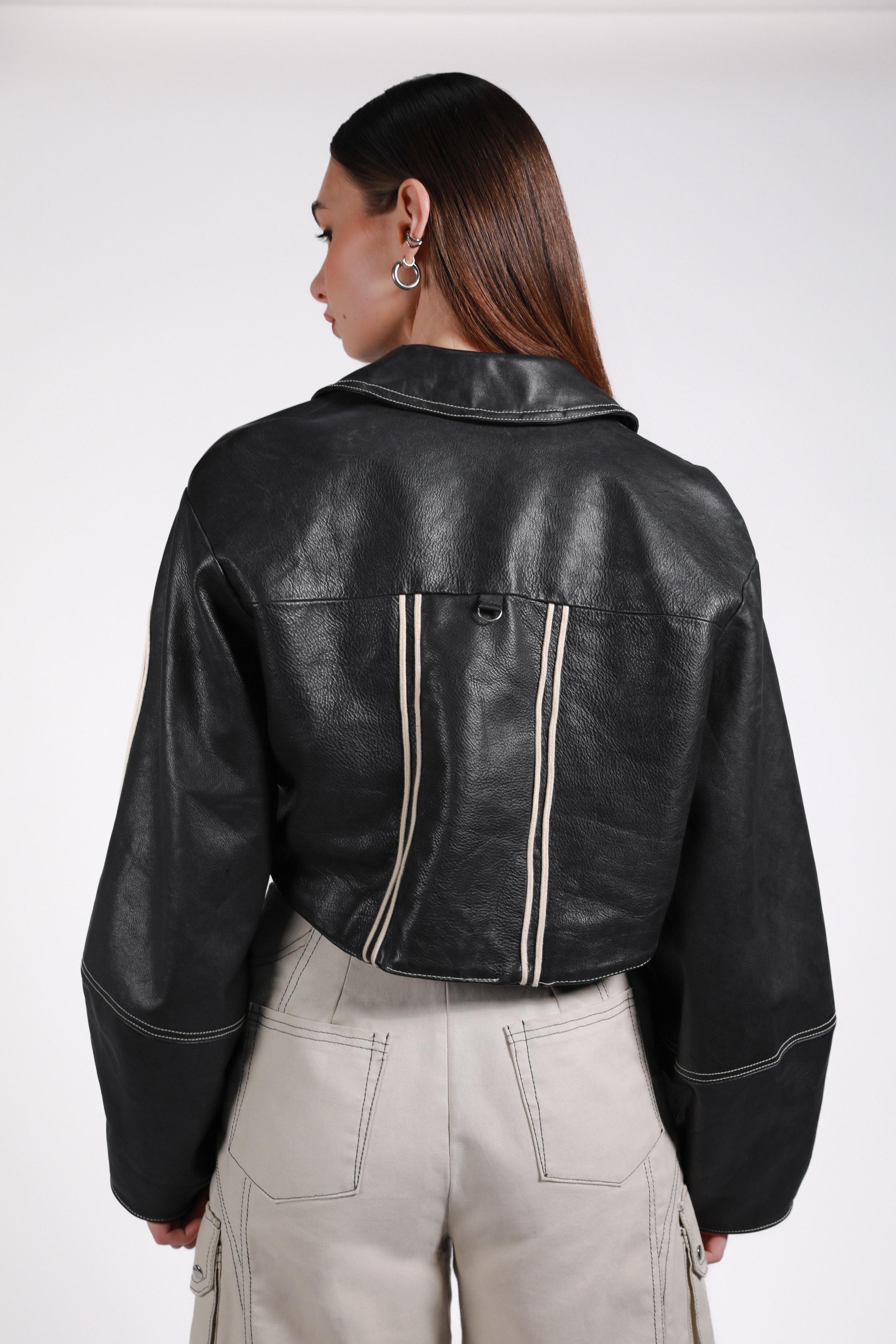 STRIPED LEATHER JACKET