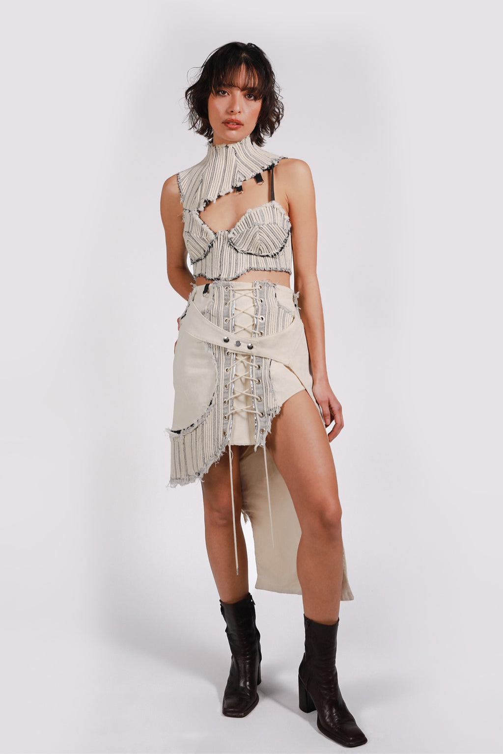 RIBBED STRINGS SKIRT